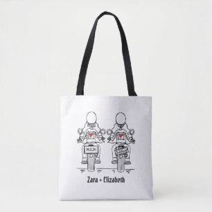 Bolso De Tela Boda de motocicleta de dos novias