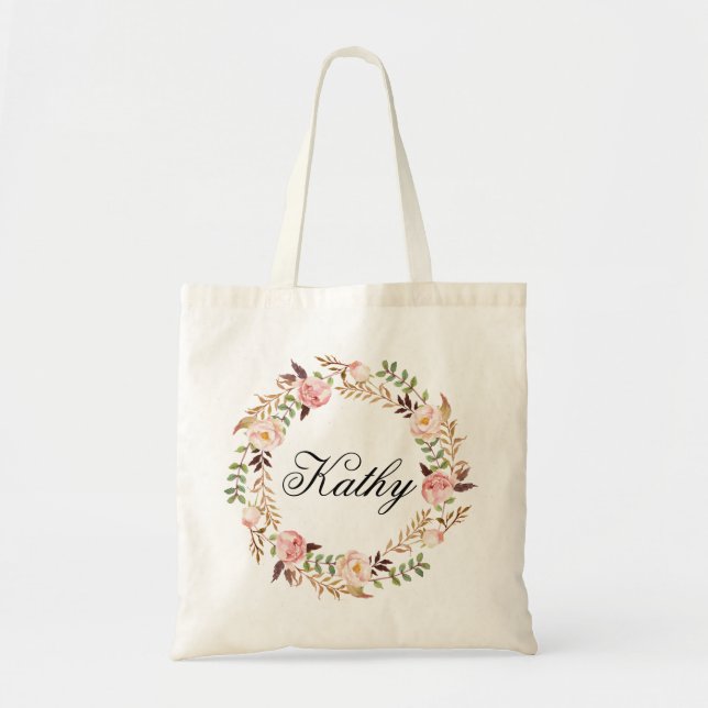 Bolso De Tela Boda de nombres personalizados|Braidsmaid personal (Frente)