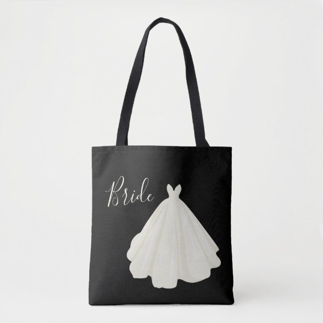Bolso De Tela Boda de novia guiño de vestido blanco negro Moda (Anverso)