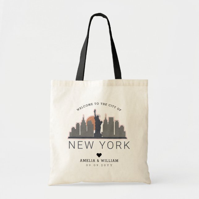 Bolso De Tela Boda de Nueva York | Línea delgada estilizada (Frente)