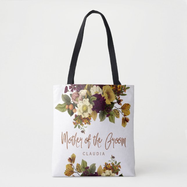 Bolso De Tela Boda de otoño floral moderna madre del novio (Anverso)