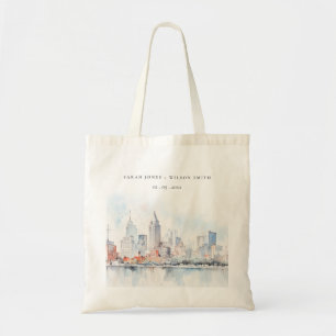Bolso De Tela Boda de paisaje al acuarela de Detroit Michigan