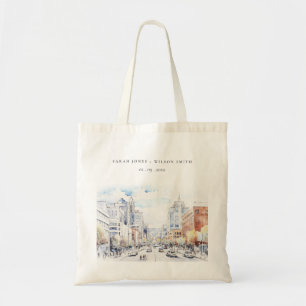 Bolso De Tela Boda de paisaje al acuarela en Omaha Nebraska