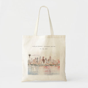 Bolso De Tela Boda de paisaje al acuarela en Seattle, Washington