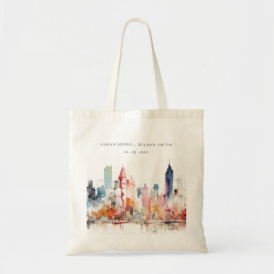Bolso De Tela Boda de paisaje en acuarela de Chicago Illinois