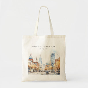 Bolso De Tela Boda de paisaje en acuarela de Indianápolis, India