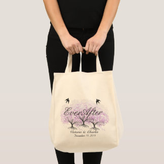 Bolso De Tela Boda de pájaro vintage del árbol de lavanda de hoj