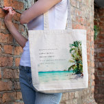 Bolso De Tela Boda de palmeras de color de arena tropical de pla<br><div class="desc">Colección temática de acuarela tropical Palm Trees.- es un elegante Ilustracion acuático de escritura de palmeras tropicales en la playa perfecto para su boda tropical de playa y fiestas. Es muy fácil de personalizar, con sus datos personales. Si necesita cualquier otro producto o personalización que coincida, por favor envíe un...</div>