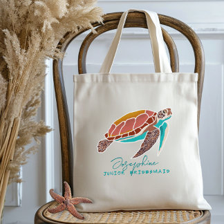 Bolso De Tela Boda de playa de niñas de flores de tortuga marina