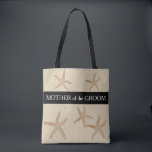 Bolso De Tela Boda de playa Madre de novio y arbusto<br><div class="desc">Bolsa de bodas de playa moderna. Starfish en color arena falo burlap,  Madre del Groom,  nombre en la parte de atrás. Puede cambiar fácilmente el nombre en la parte posterior.</div>