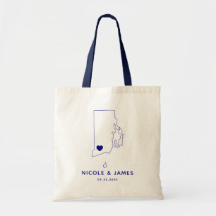 Bolso De Tela Boda de Rhode Island Bienvenida Bag Map Tote, Mari