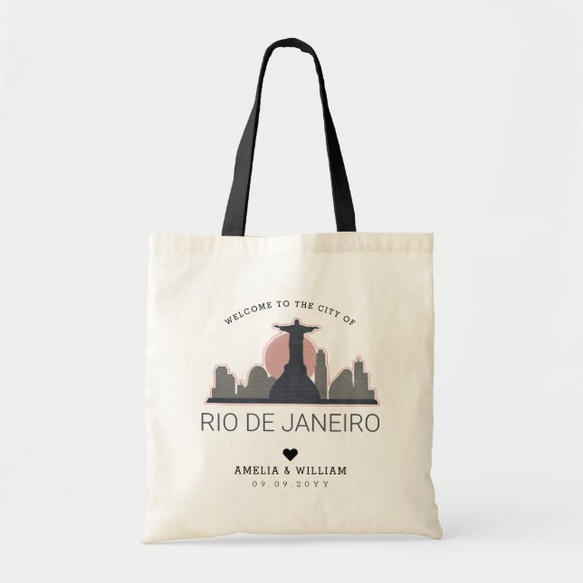 Bolso De Tela Boda de Río de Janeiro | Línea delgada estilizada (Frente)