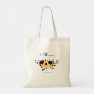 Bolso De Tela Boda de Rosas y girasoles 