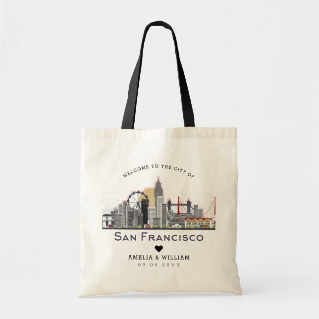 Bolso De Tela Boda de San Francisco | Línea delgada estilizada (Frente)