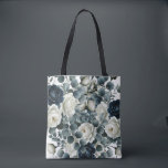 Bolso De Tela Boda de vegetación floral moderna, azul oscuro y b<br><div class="desc">Personalizar con o sin texto.</div>