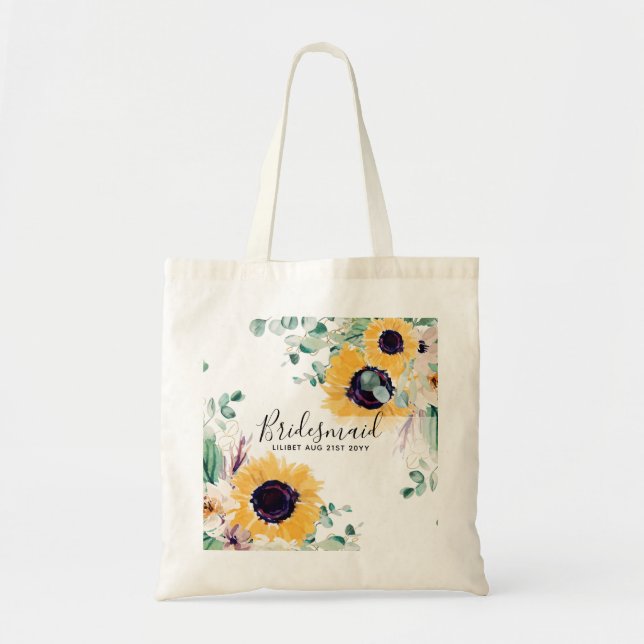 Bolso De Tela Boda de verano de girasoles Eucalyptus Greenerener (Frente)