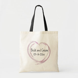 Bolso De Tela Boda del corazón rosado abstracto