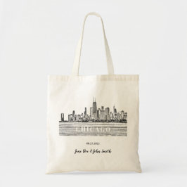 Bolso De Tela Boda del Skyline de Chicago personalizado