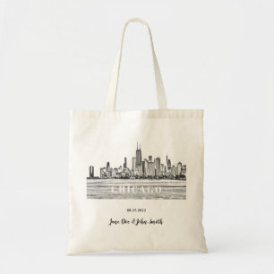 Bolso De Tela Boda del Skyline de Chicago personalizado