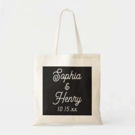 Bolso De Tela Boda elegante guión de la tipografía moderna negra