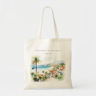 Bolso De Tela Boda en acuarela de Puerto Vallarta México