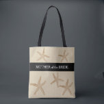 Bolso De Tela Boda en la playa Nombre de monograma de la madre d<br><div class="desc">Bolso de bodas de playa moderno. Starfish en color arena burlap,  Madre de la Novia,  nombre en la parte trasera.
Puede cambiar fácilmente el texto en la parte delantera y el nombre en la parte posterior.</div>
