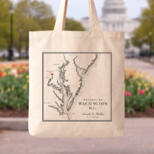 Bolso De Tela Boda en Washington DC Bienvenida en Blanco y Negro
