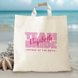 Bolso De Tela Boda Equipo Madre de la novia Nombre Retro Rosa
