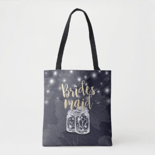Bolso De Tela Boda Favor de la dama de honor Mason Jars String L