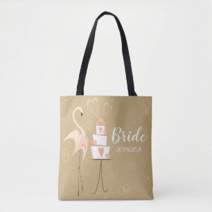 Bolso De Tela Boda Flamingo Novia Fecha de regreso del melocotón