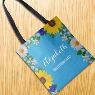 Bolso De Tela Boda floral azul cielo de verano