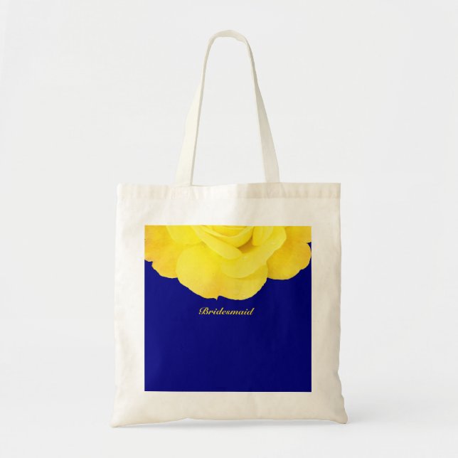 Bolso De Tela Boda floral azul de la Marina Amarilla (Frente)