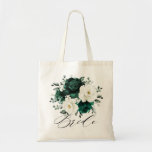 Bolso De Tela Boda floral blanca Eucalyptus<br><div class="desc">Elegante vegetación verde esmeralda y marfil blanco floral de la bolsa de tote de novia con rosas blancas y elegantes hojas de eucalipto de color verde agua verde. Comuníquese conmigo para obtener ayuda sobre la personalización o si necesita cualquier otro producto con este diseño.</div>