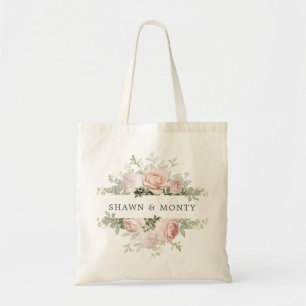 Bolso De Tela Boda Floral Blanca Rosa