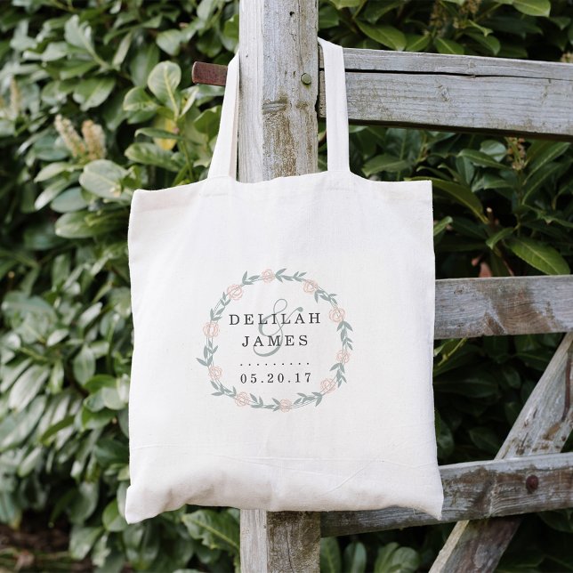 Bolso De Tela Boda floral botánico Rubor y Sage (Subido por el creador)