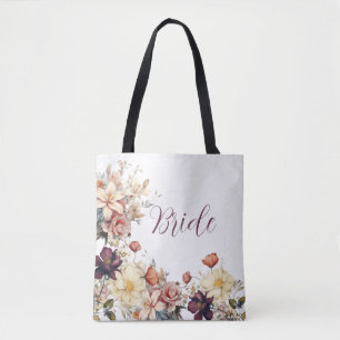 Bolso De Tela Boda Floral Bouquet Elegante Personalizado