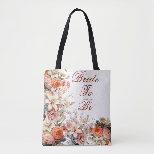 Bolso De Tela Boda Floral Bouquet Elegante Personalizado Tote Ba (Anverso)