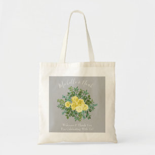 Bolso De Tela Boda floral elegante amarillo y gris