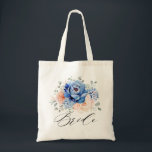 Bolso De Tela Boda floral rosa Rubor con pizarra azul turbia<br><div class="desc">Regalo de la dama de honor de la boda floral azul celeste rosa azul marino con un elegante ramo de azul marino, azul real, blanco, rosa de jardín ondulado, hidrangea y hojas de eucalipto verde salado. Comuníquese conmigo para obtener ayuda sobre la personalización o si necesita cualquier otro producto con...</div>