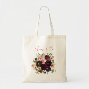 Bolso De Tela Boda floral rosa y burdeos