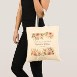 Bolso De Tela Boda floral Rosas rusos de Rubor personalizados<br><div class="desc">Gracias a los invitados bodas y a la fiesta de novias con esta hermosa bolsa de tetas con un romántico borde de rosa rubí y tres líneas de texto personalizado. Añade tus nombres, fecha boda - puedes cambiar el texto actual "Amor y Gracias" a lo que quieras. Coloca una bolsa...</div>
