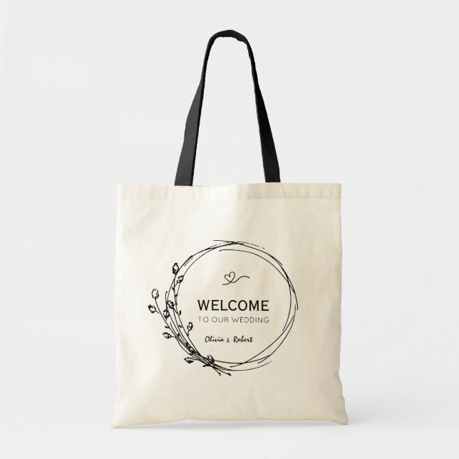 Bolso De Tela Boda floral rústico bienvenida a Tote Bag (Frente)