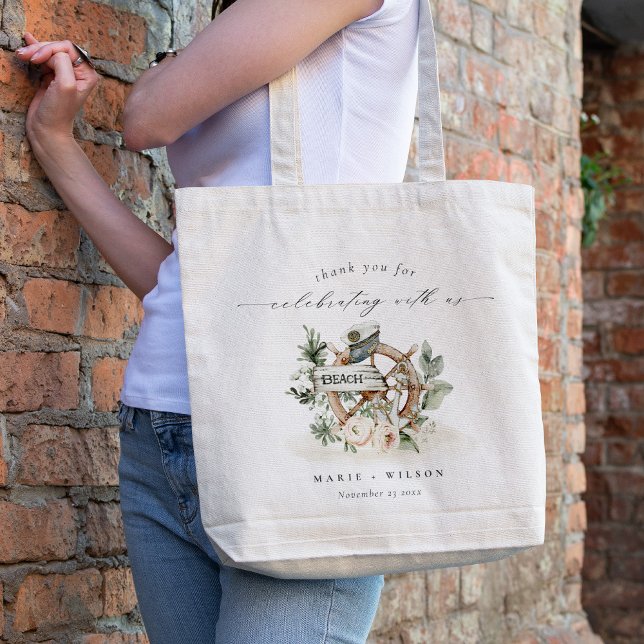 Bolso De Tela Boda floral Rústico de la rueda del ancla náutica (Subido por el creador)