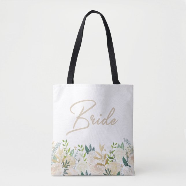 Bolso De Tela Boda floral Tote LADRILLO (Anverso)