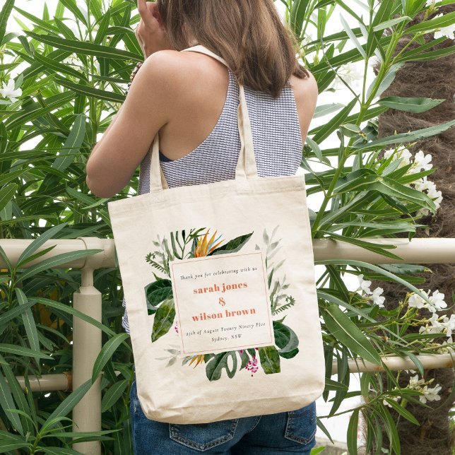 Bolso De Tela Boda Floral Tropical Vibrante Peach Rubor Boho (Subido por el creador)