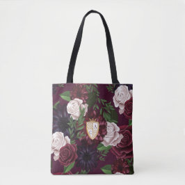 Bolso De Tela Boda floral y Escudo de fantasías medievales Royal