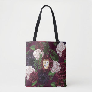 Bolso De Tela Boda floral y Escudo de fantasías medievales Royal