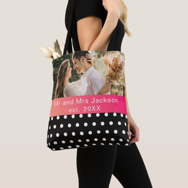 Bolso De Tela Boda fotográfico moderno tote personalizado de mr  (Detalle)