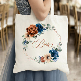 Bolso De Tela Boda geométrica de la Marina Terracotta