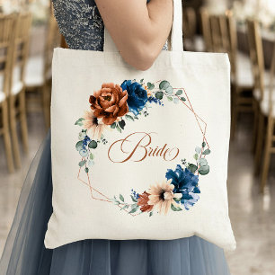 Bolso De Tela Boda geométrica de la Marina Terracotta